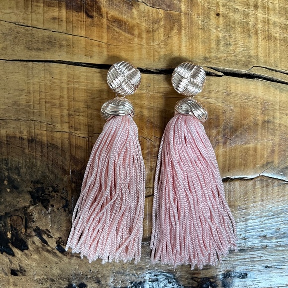 Pink & Rose Gold Earrings with detachable tassel - Picture 1 of 3
